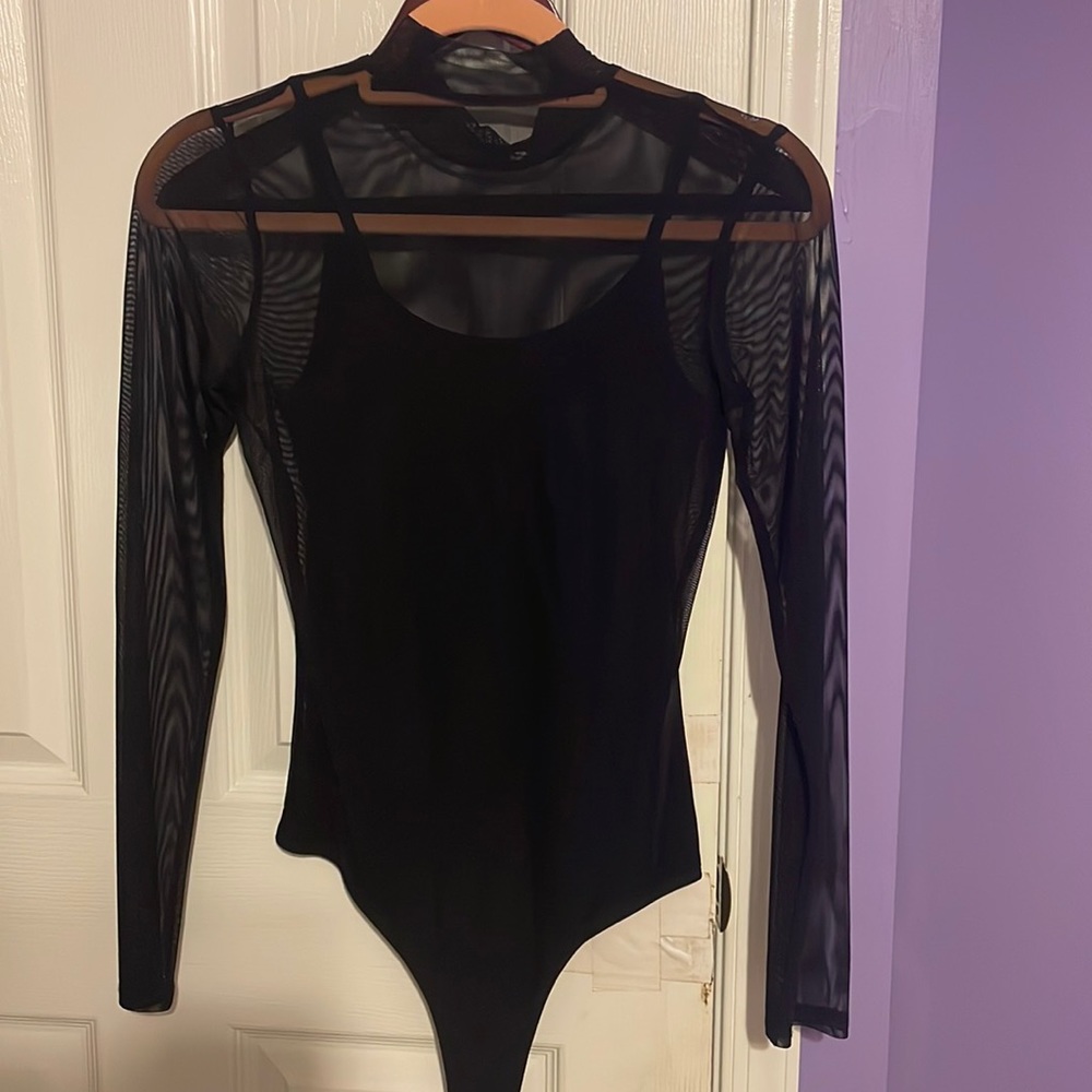 Black mesh bodysuit